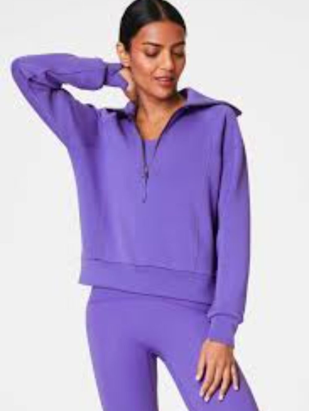 Spanx Size L Air Essentials Half Zip Up Sweatshirt in Vibrant Lilac